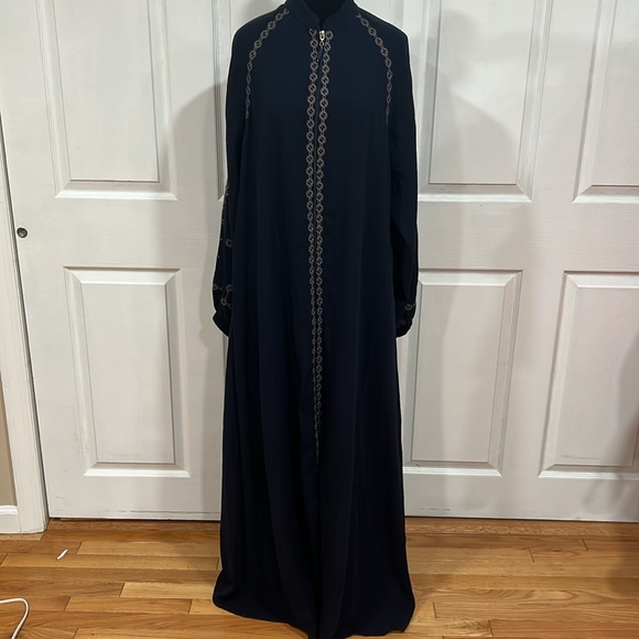 Elegant Navy Embroidered Dress - Picture 1 of 17